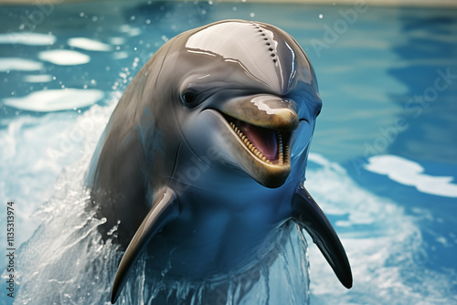 Dolphin in the pool. 3d rendering. Computer digital drawing. photo