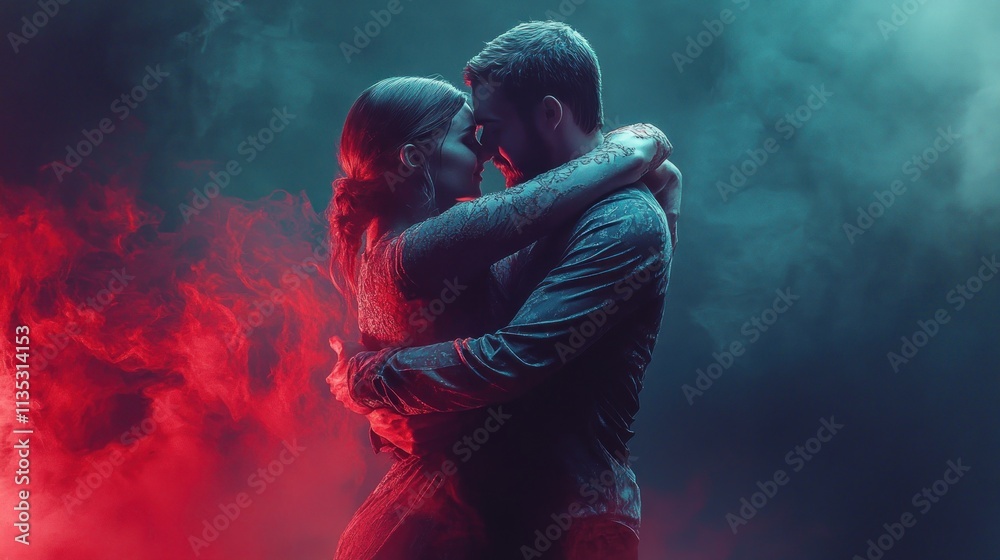 Passionate Embrace: A Dance of Love in Smoke and Shadow Passionate Embrace: A Dance of Love in Smoke and Shadow