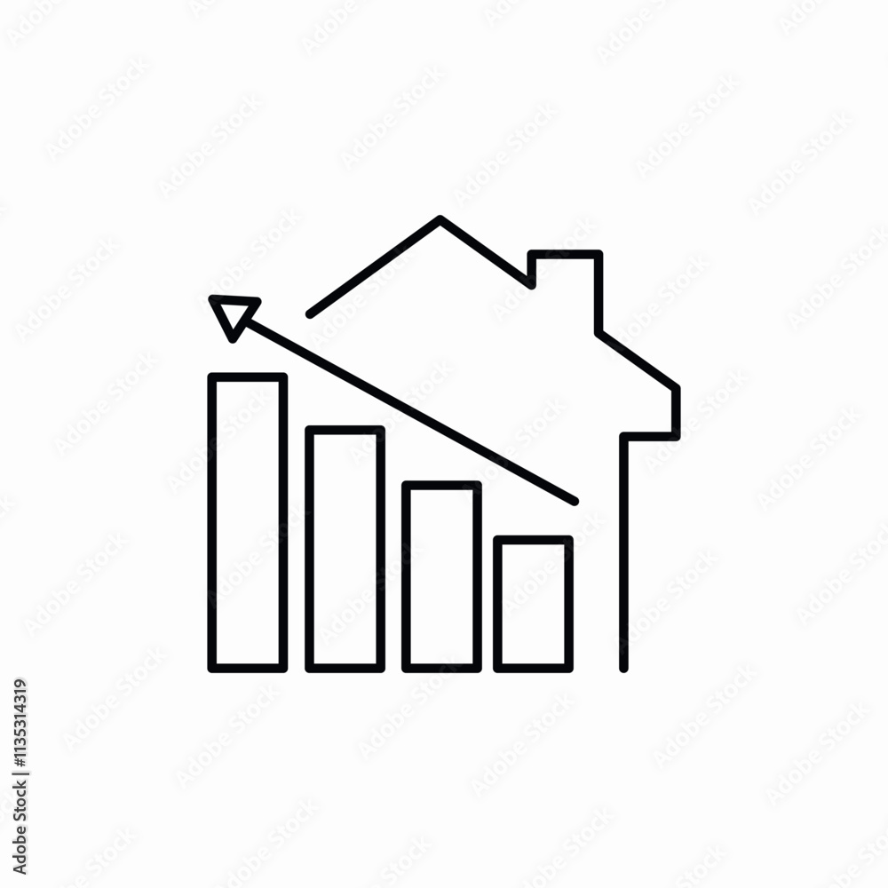real estate prices ascending icon sign vector real estate prices ascending icon sign vector