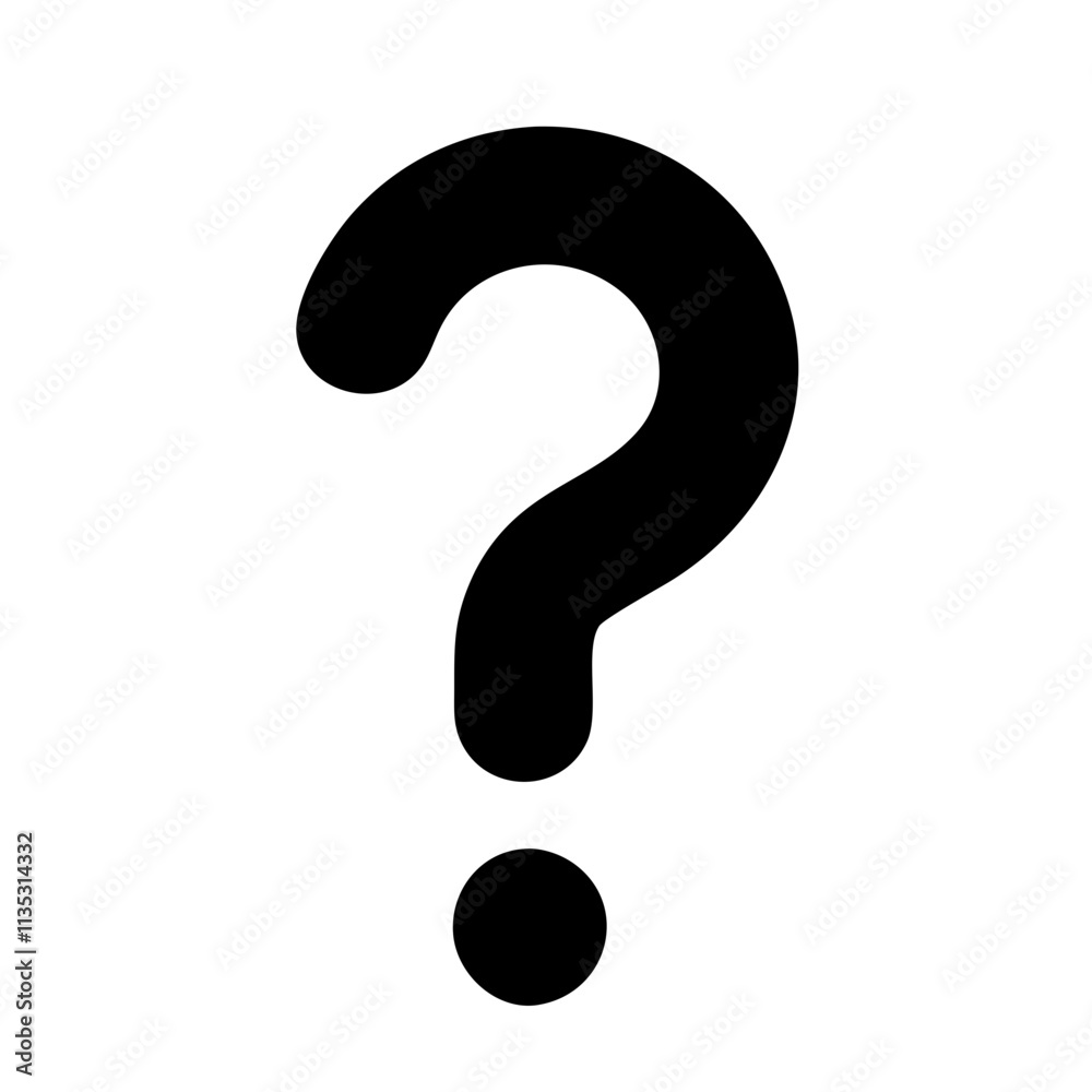 Black Question Mark Silhouette on White Background – Vector Icon Design Black Question Mark Silhouette on White Background – Vector Icon Design