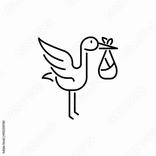 stork baby bring icon sign vector
