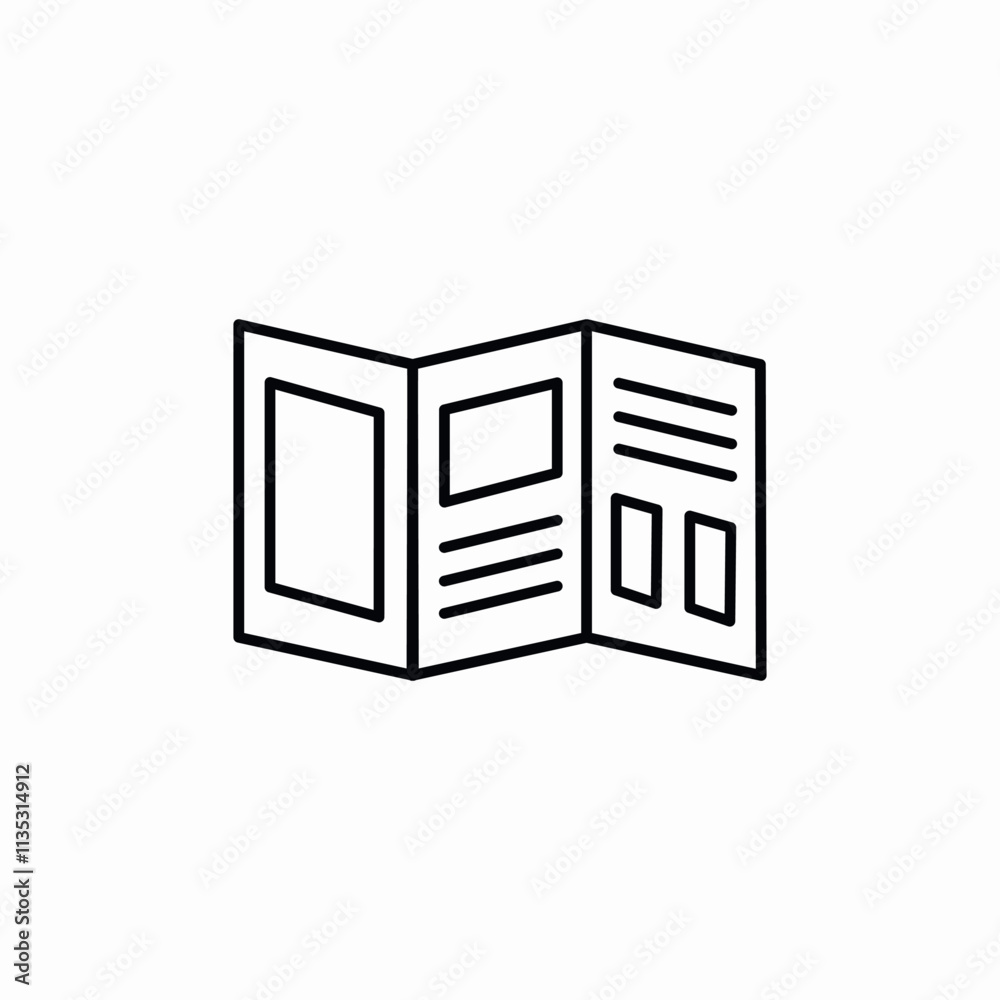 three fold booklet icon sign vector