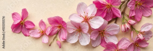 Wallpaper Mural Delicate spring blossoms, vibrant hues, artfully arranged on textured paper backdrop, floral arrangement, macro Torontodigital.ca