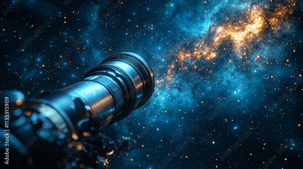 A telescope aimed at a stunningly starry night sky captures the enduring fascination of space exploration and the enigmas of the cosmos. A telescope aimed at a stunningly starry night sky captures the enduring fascination of space exploration and the enigmas of the cosmos.