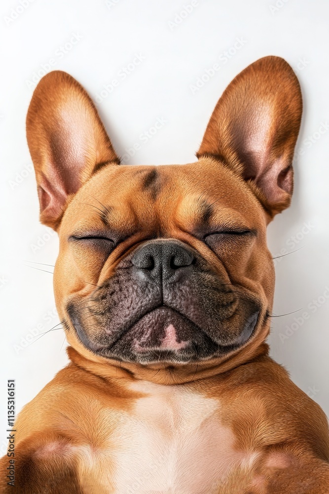 Minimalist Close-Up of a Lying Dog on White Background Minimalist Close-Up of a Lying Dog on White Background