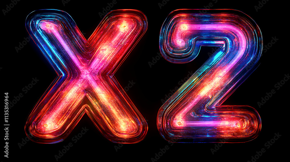 Dynamic X2 Logo with Clean Lines and Computer-Generated Style Dynamic X2 Logo with Clean Lines and Computer-Generated Style