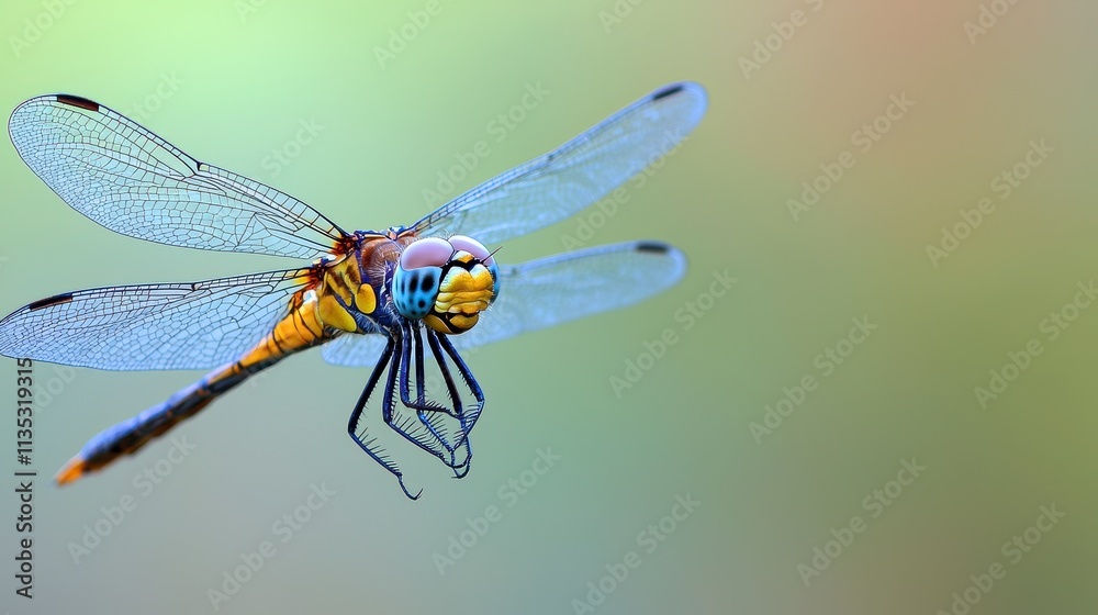 Vibrant Dragonfly in Flight, Nature's Jewel Vibrant Dragonfly in Flight, Nature's Jewel