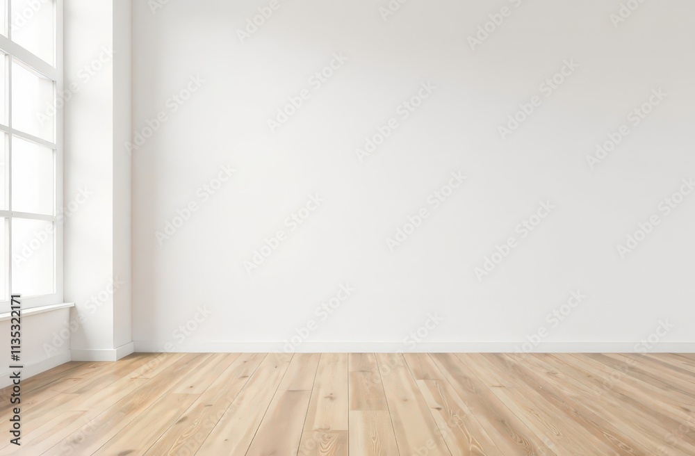 Empty white room with white wall and brown wooden floor. Studio or office blank space. Empty template for interior product. Minimalistic style. Empty white room with white wall and brown wooden floor. Studio or office blank space. Empty template for interior product. Minimalistic style.