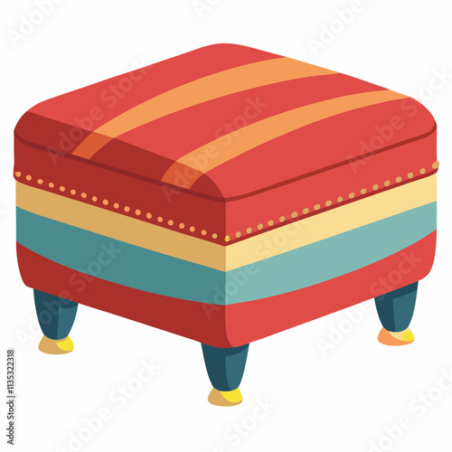 Fabric Ottoman White background