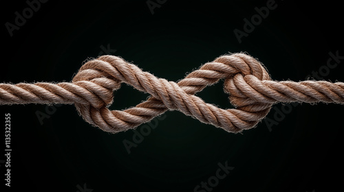 Weaving of  twine, like concept of teamwork unity, on black background.