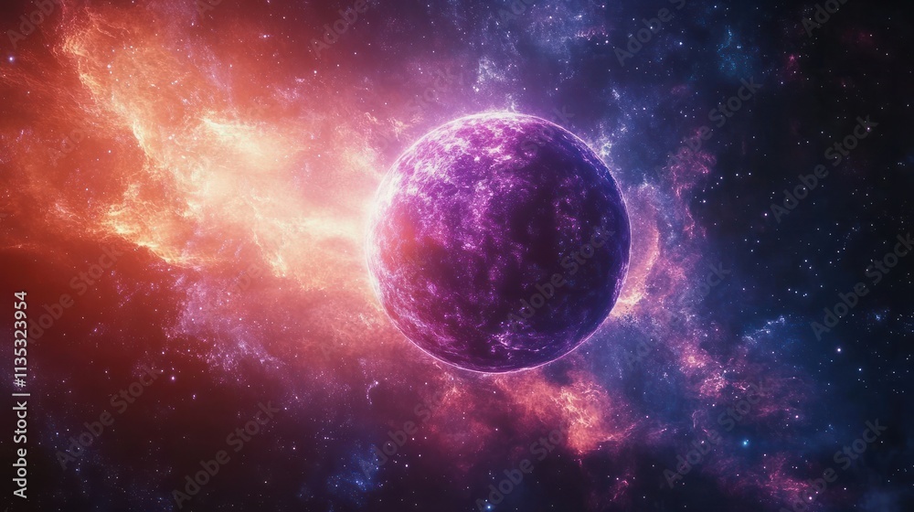 Obraz premium The nebula background complements the futuristic aesthetics of the dystopian paradise setting in the cinematic movie with its dark and technological themes.