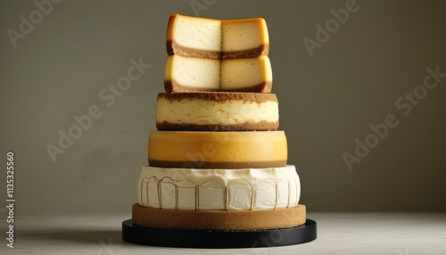 Tiered Cheesecake Tower with Rustic Elegance