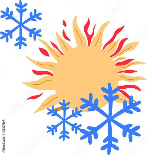 Sun and snowflake duo
