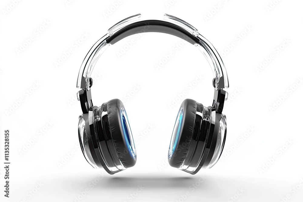transparent gaming headphone. front view, isolate on white background transparent gaming headphone. front view, isolate on white background