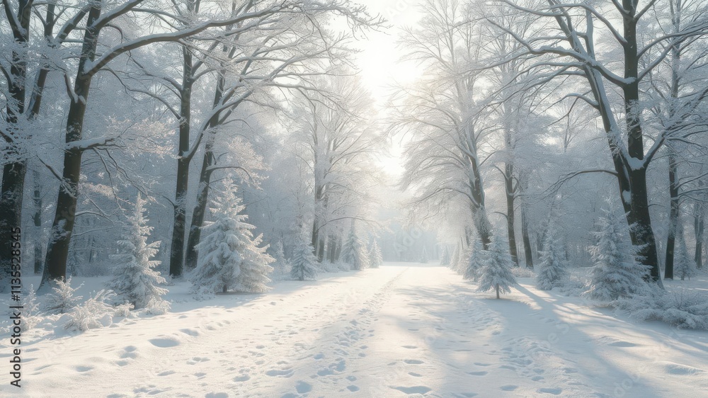 Serene winter wonderland; ethereal glow, landscape, shimmer Serene winter wonderland; ethereal glow, landscape, shimmer
