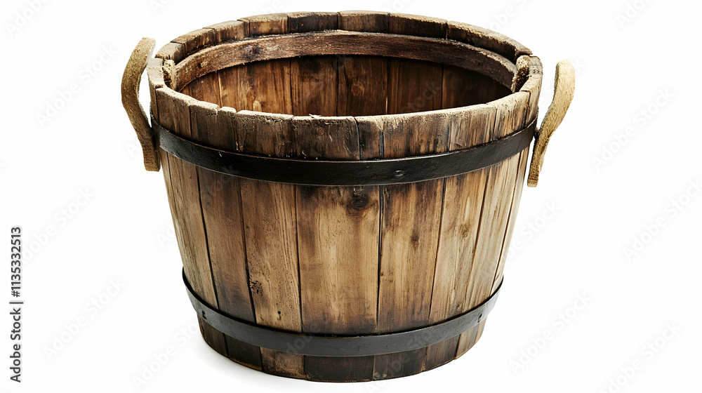 Wooden bucket isolated on a white background with clipping path included Wooden bucket isolated on a white background with clipping path included
