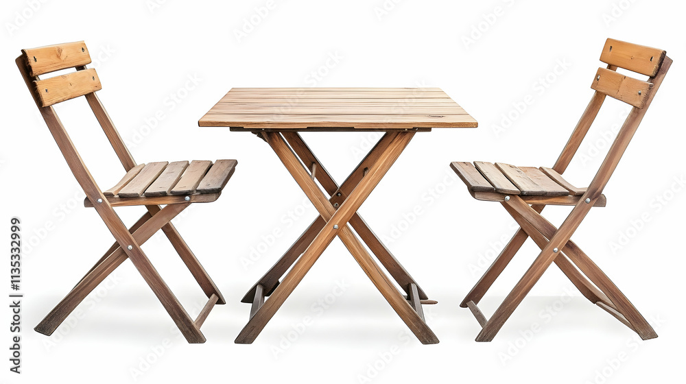 Wooden table with two chairs isolated on a white background with clipping path4k image Wooden table with two chairs isolated on a white background with clipping path4k image
