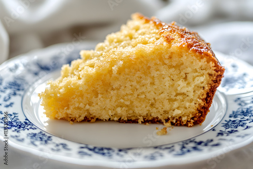 Freshly Baked Apple Cake Slice on Elegant Floral Plate photo