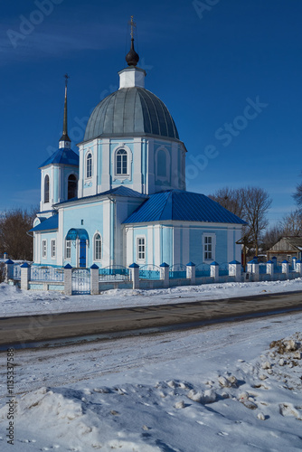 Karachev Bryansk region Russia - february, 23, 2019: Temple in honor of the Kazan Icon of the Mother of God in the village of Yurasovo. photo