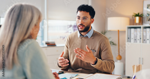 Mature woman, medical doctor and advice in consultation, wellness services and professional opinion. People, talk and patient in clinic for appointment, checkup and healthcare in explaining diagnosis