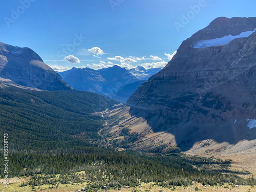 Piegan Pass Trail Hike Mountain View on a Sunny Day photo