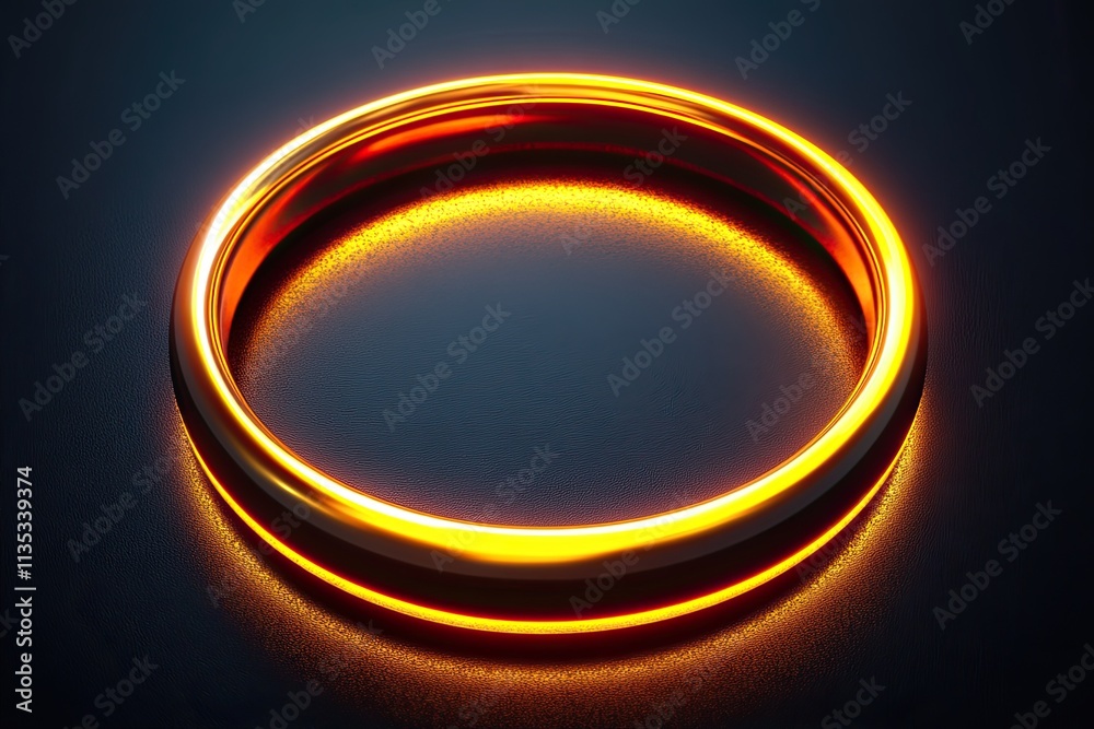 A glowing golden ring with subtle glow effects on a black background, in a simple vector style, with a minimalistic design, perfect for use as an icon or logo element. The circle has a soft and ethere A glowing golden ring with subtle glow effects on a black background, in a simple vector style, with a minimalistic design, perfect for use as an icon or logo element. The circle has a soft and ethere