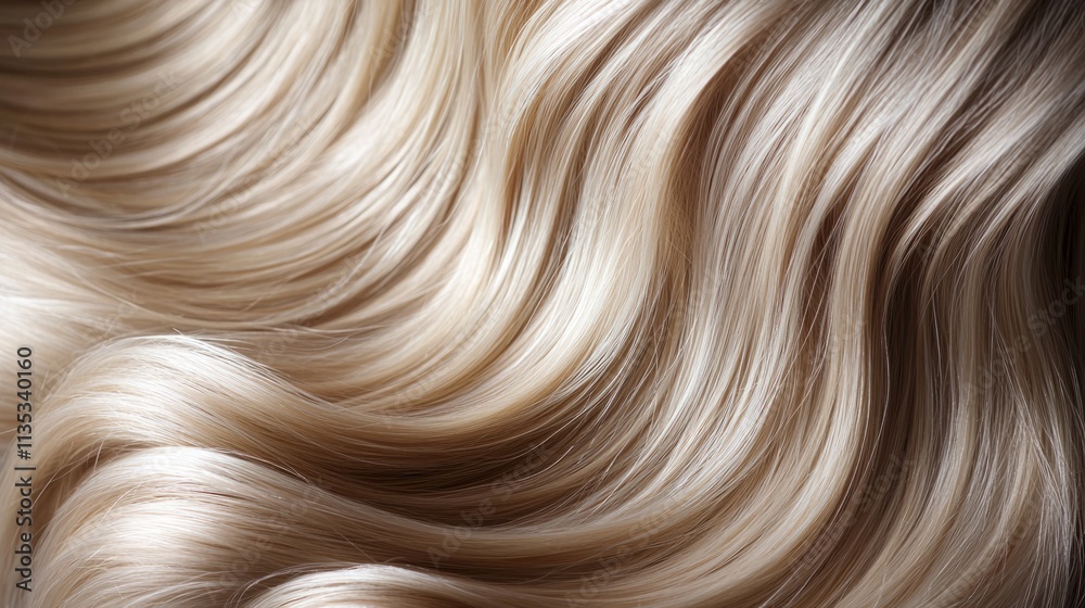 A long, wavy blonde hair with a shiny, silky texture A long, wavy blonde hair with a shiny, silky texture