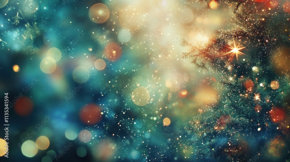 Festive teal and gold bokeh background with sparkling lights and glitter. Festive teal and gold bokeh background with sparkling lights and glitter.