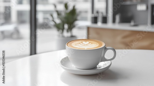 Cup of coffee latte isolated on white backgroud with clipping path