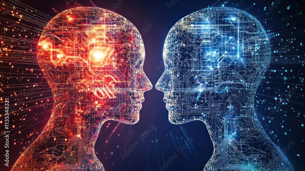AI and machine learning systems connecting people and data, creating an advanced network global communication and information exchange. AI and machine learning systems connecting people and data, creating an advanced network global communication and information exchange.