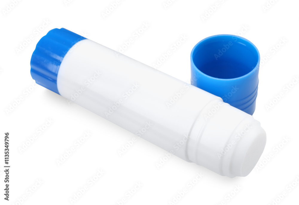 One glue stick and cap isolated on white One glue stick and cap isolated on white