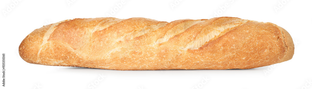 One freshly baked baguette isolated on white One freshly baked baguette isolated on white