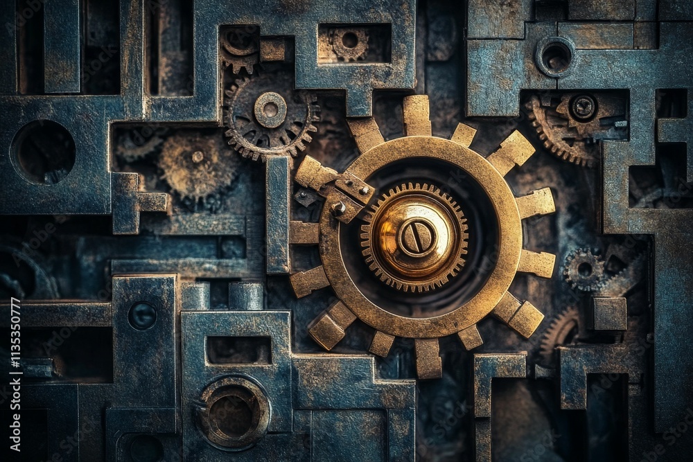 Intricate gears, metalwork, aged, complex mechanism. Intricate gears, metalwork, aged, complex mechanism.