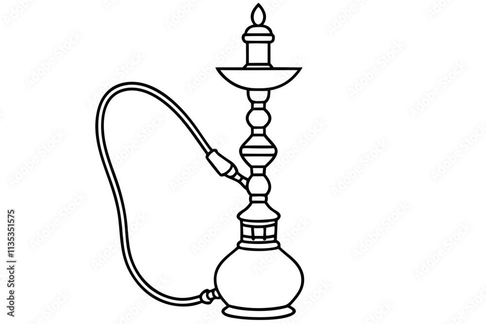 Hookah line art vector art silhouette Hookah line art vector art silhouette