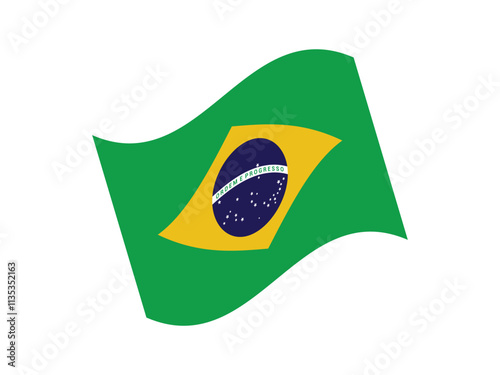The flag of Brazil. Flag icon. The official national flag of Brazil. Flag of the Federative Republic of Brazil. Vector illustration.