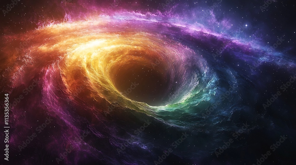 Obraz premium Vibrant Cosmic Nebula Swirling with Brilliant Stars Symbolizing Galactic Collision and Chaotic Creation