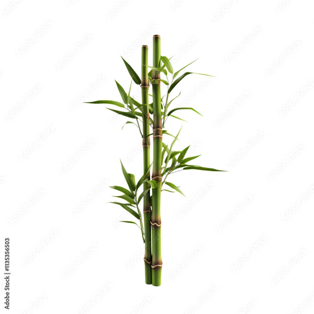 Obraz premium Green Bamboo Plant in Pot PNG Cutout Image with Transparent Background for Minimalist and Eco-Friendly Designs