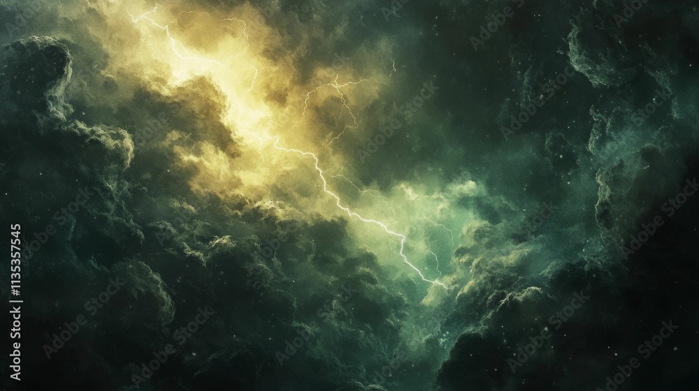 Lightning strikes through dark, textured clouds. Lightning strikes through dark, textured clouds.