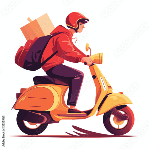 Illustration of a motorcycle courier for animation and motion graphics