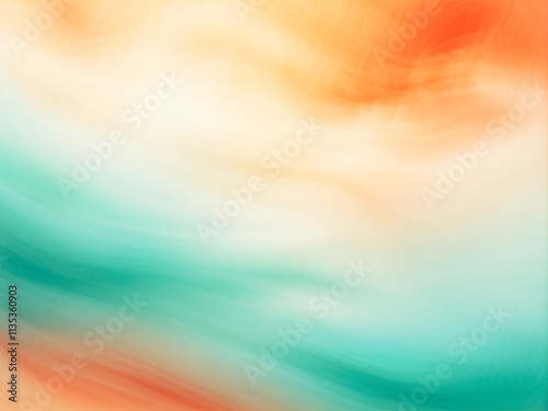 An abstract digital design with warm, soft gradients blending orange, red, and pastel teal hues, creating a tranquil and visually soothing composition. Generative AI