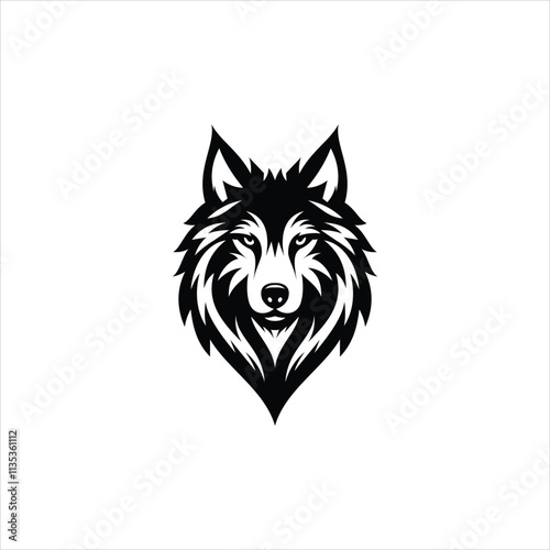 a wolf head logo that is scary, authoritative, charismatic