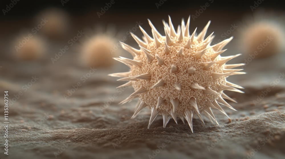 Fototapeta premium Spiky sea creature on sandy surface