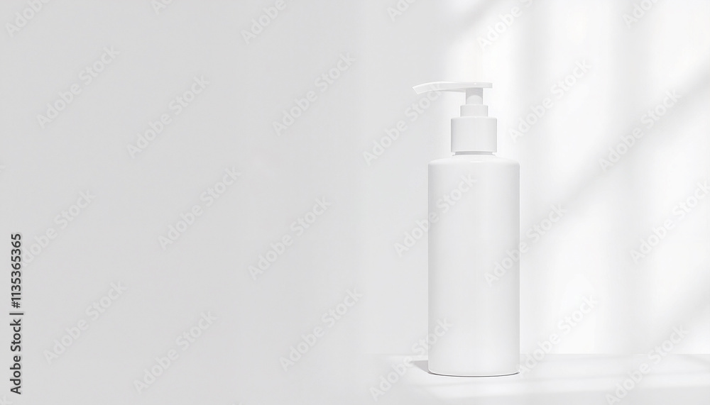 Empty white bottle with a pump top Empty white bottle with a pump top