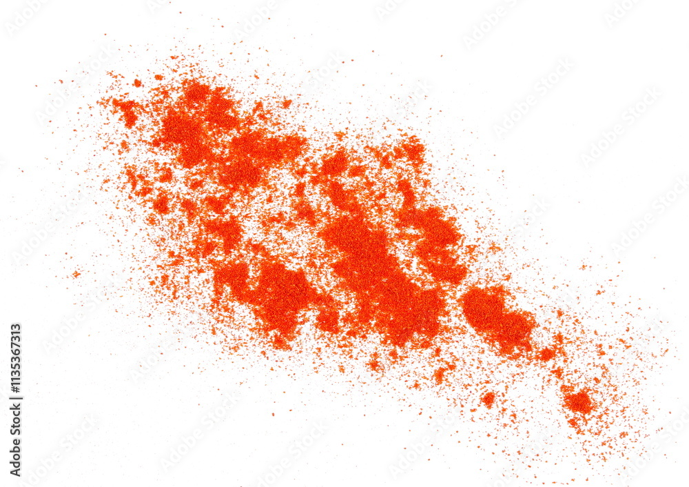 Scattered red dry pepper on a white background Scattered red dry pepper on a white background