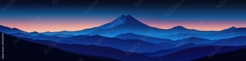 Twilight Serenity: Post-Sunset over the Cascade Mountains with Deep Blue Hues and Majestic Silhouettes Twilight Serenity: Post-Sunset over the Cascade Mountains with Deep Blue Hues and Majestic Silhouettes