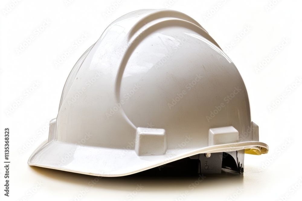 White Safety Helmet: Isolated Construction Hard Hat for Protective Gear in Professional Settings White Safety Helmet: Isolated Construction Hard Hat for Protective Gear in Professional Settings