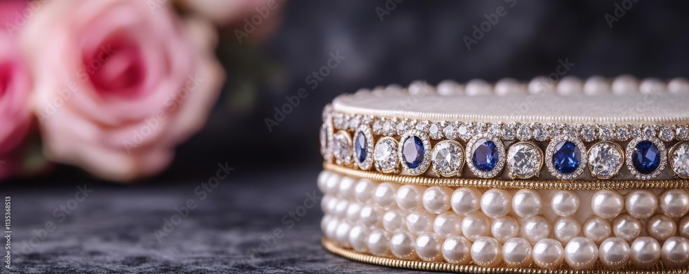 Obraz premium Jewelry box overflowing with diamonds and sapphires, lavish beauty, sparkling indulgence