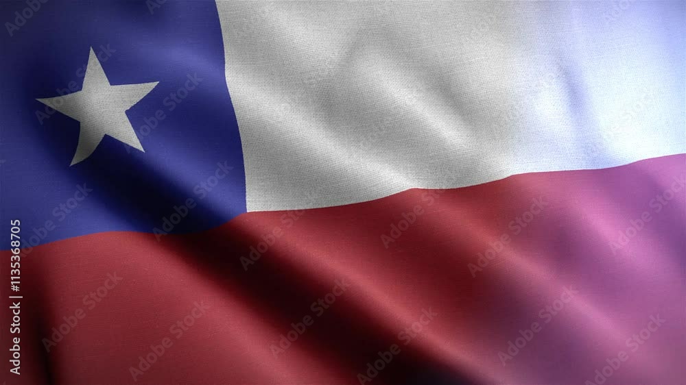 Chile Wavy Flag in the Wind in Slow Motion Waving Official Flag Chile Wavy Flag in the Wind in Slow Motion Waving Official Flag