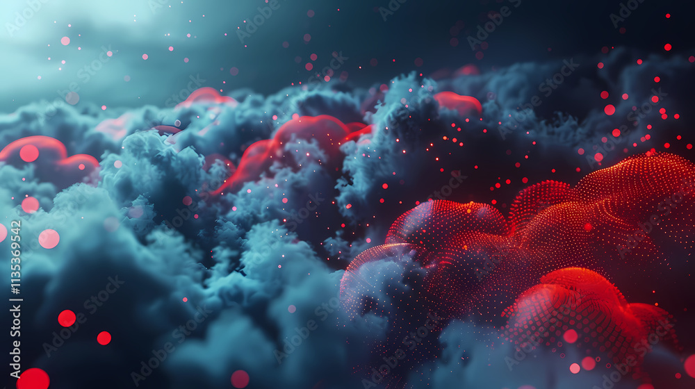 Red and Blue Abstract: A captivating abstract composition of vibrant red and blue textures, swirling and merging into a dreamlike landscape with a luminous glow. Red and Blue Abstract: A captivating abstract composition of vibrant red and blue textures, swirling and merging into a dreamlike landscape with a luminous glow.