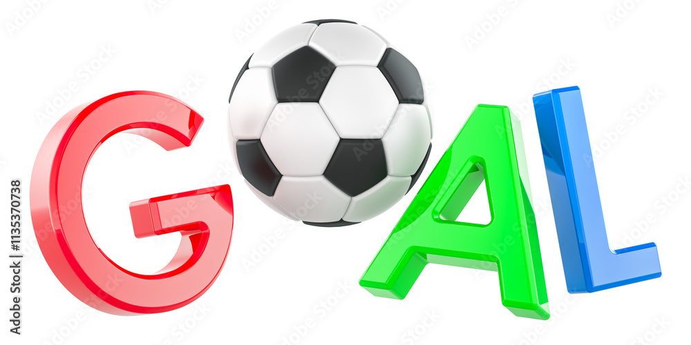 Soccer match in France, concept. Goal word with French flag and soccer ball, 3D rendering isolated on transparent background Soccer match in France, concept. Goal word with French flag and soccer ball, 3D rendering isolated on transparent background